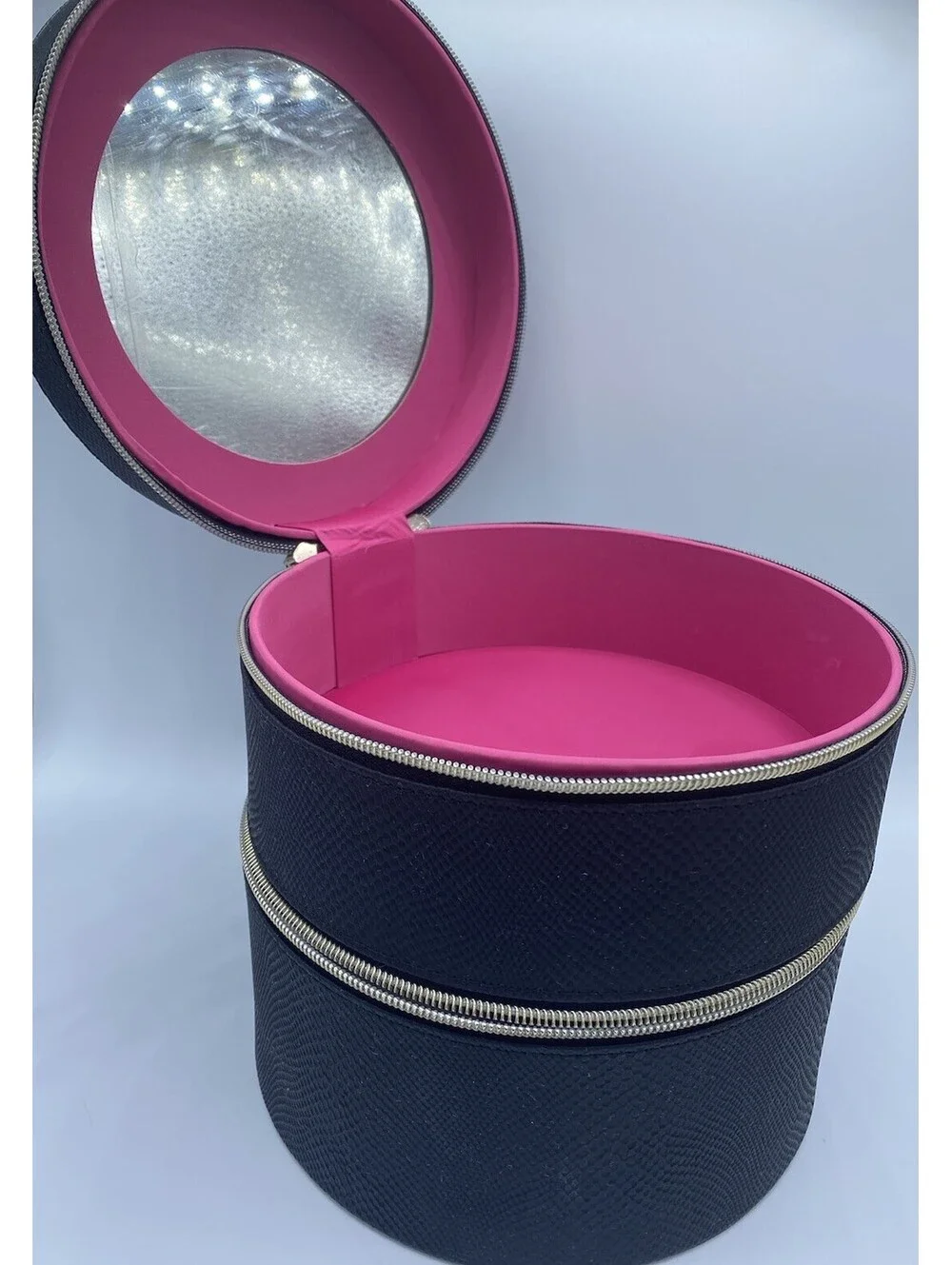 Lancome Black Round Two Tiered Make Up Cosmetic Organizer